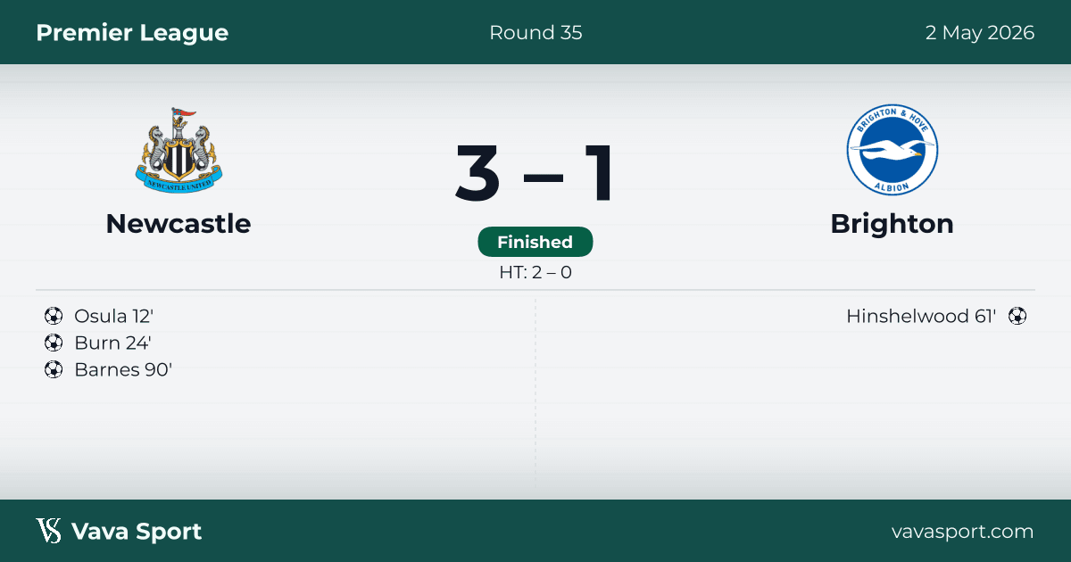 Newcastle schlägt Brighton mit 3:1