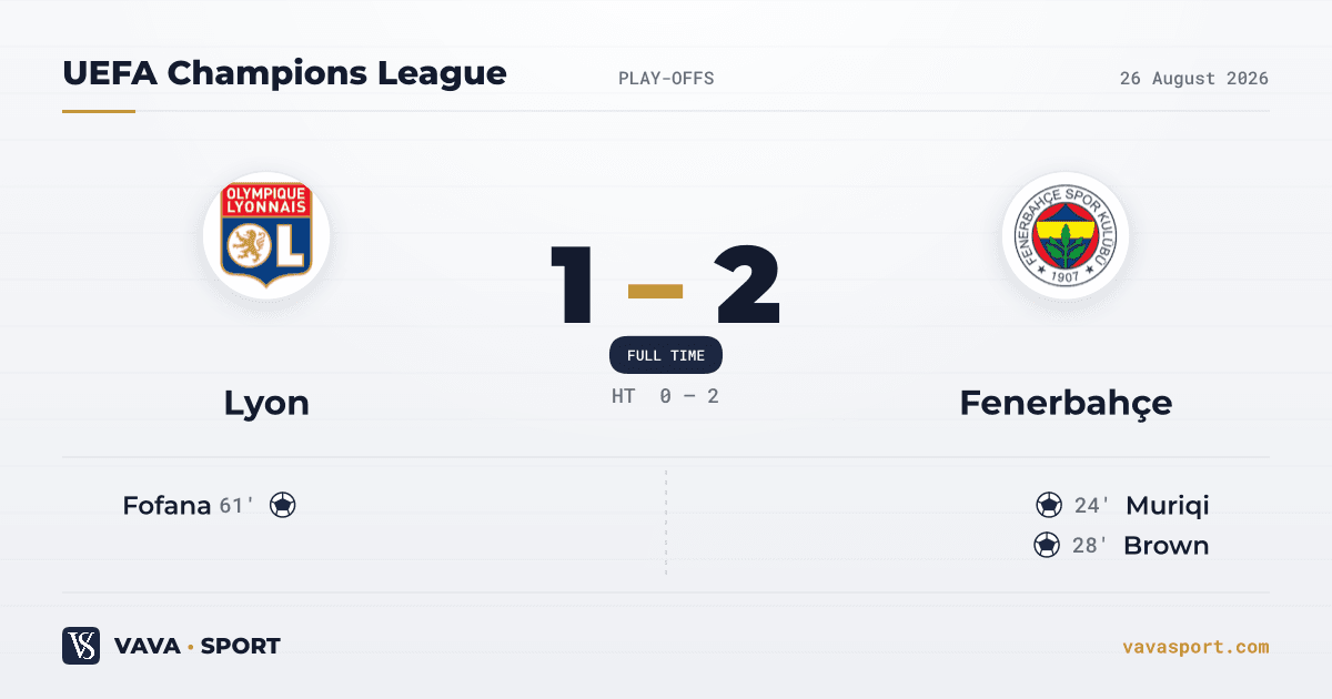 Lyon 1-2 Fenerbahçe — UEFA Champions League, 26 August 2026