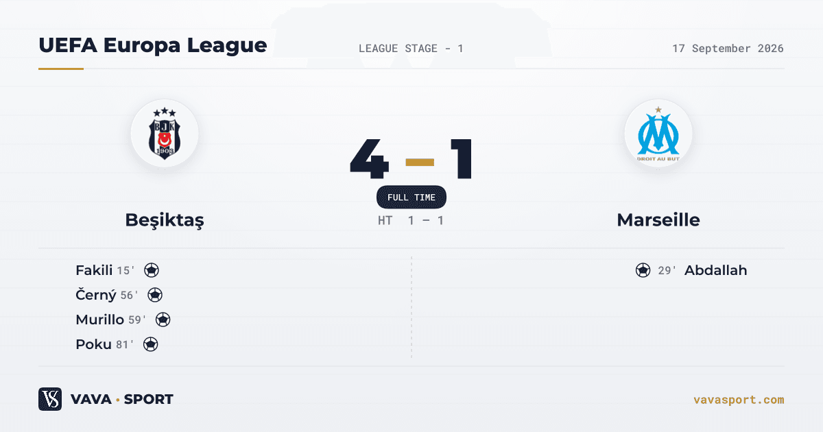 Beşiktaş 4-1 Marseille — UEFA Europa League, 17 September 2026